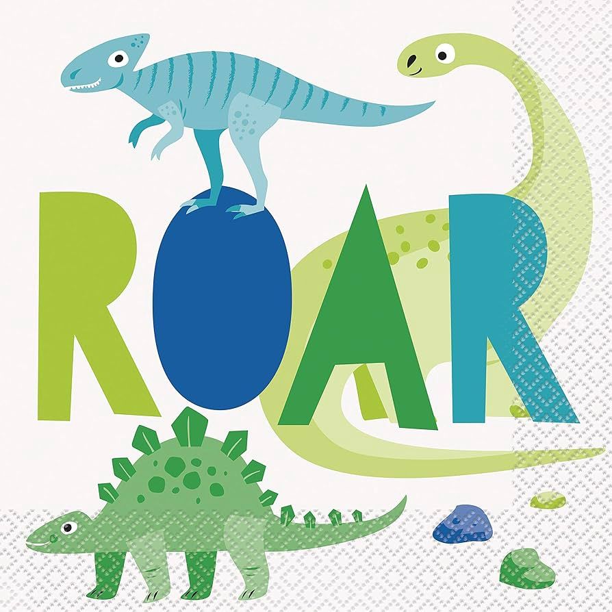 8 Blue and Green Dinosaur Luncheon Napkins
