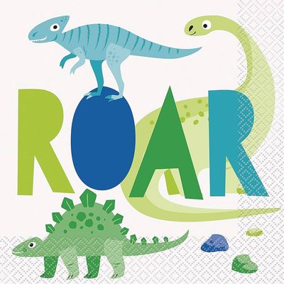 8 Blue and Green Dinosaur Luncheon Napkins