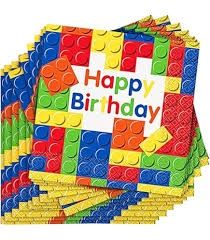 16pcs Building Blocks Birthday Luncheon Napkins