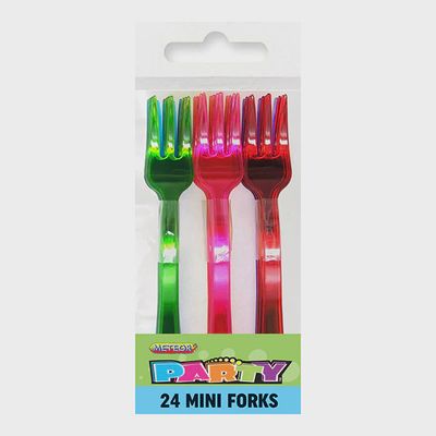 24pcs 4&quot; Assorted Color Mini Plastic Forks
