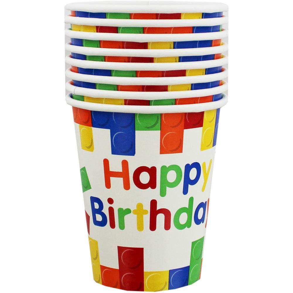 8pcs Building Blocks 9 oz. Cups