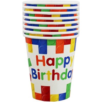 8pcs Building Blocks 9 oz. Cups