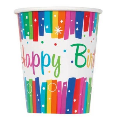 8pcs Rainbow Ribbon Birthday 9oz Cups