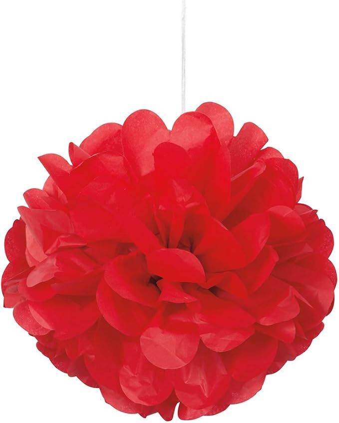 9&quot; 3 Red Mini Puff Balls Hanging Decorations
