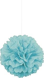9&quot; 3 Terrific Teal Mini Puff Balls Hanging Decorations