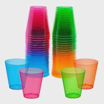 40pcs 2fl oz Assorted Color Plastic Shot Glasses