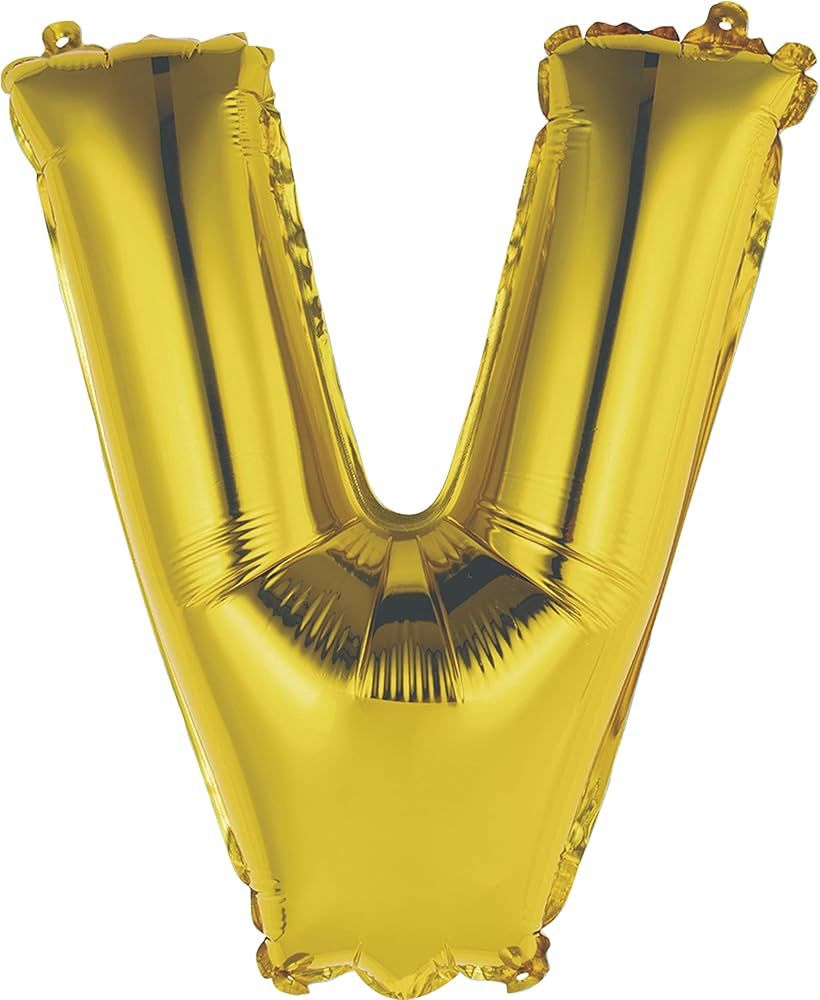 14&quot; Gold Letter &quot;V&quot; Balloon (Air Only)