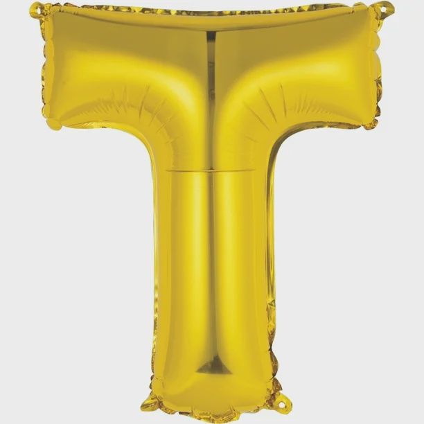 14&quot; Gold Letter &quot;T&quot; Balloon (Air Only)