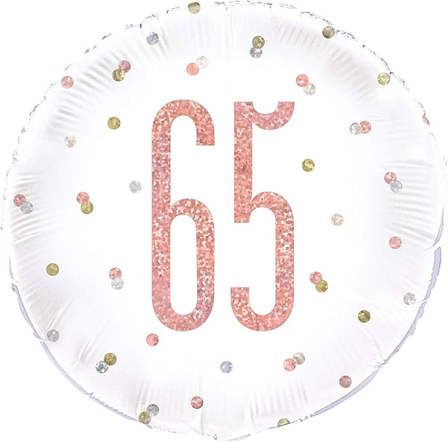 18&quot; Glitz Age 65 Rose Gold Foil Balloon