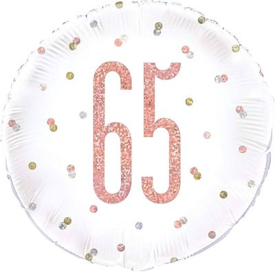 18&quot; Glitz Age 65 Rose Gold Foil Balloon
