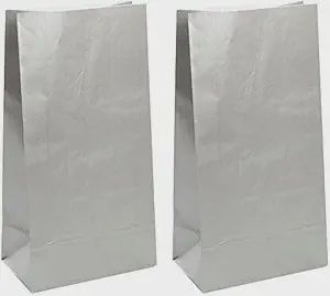 10 paper silver paper party bags