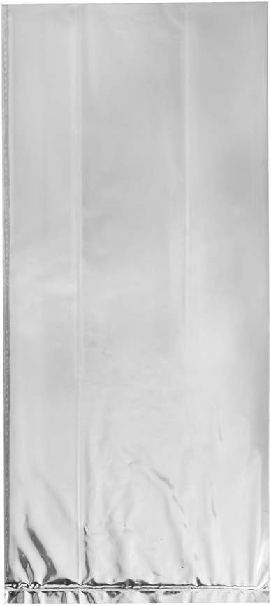 10pcs Metallic Silver Cellophane Gift Bags with Ties