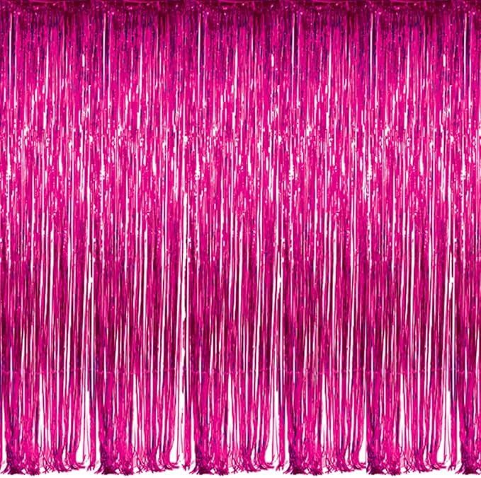 36x96&quot; Foil Fringe Curtain (Fuchsia)
