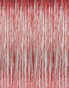 36X96&quot; Foil Fringe Curtain (Red)