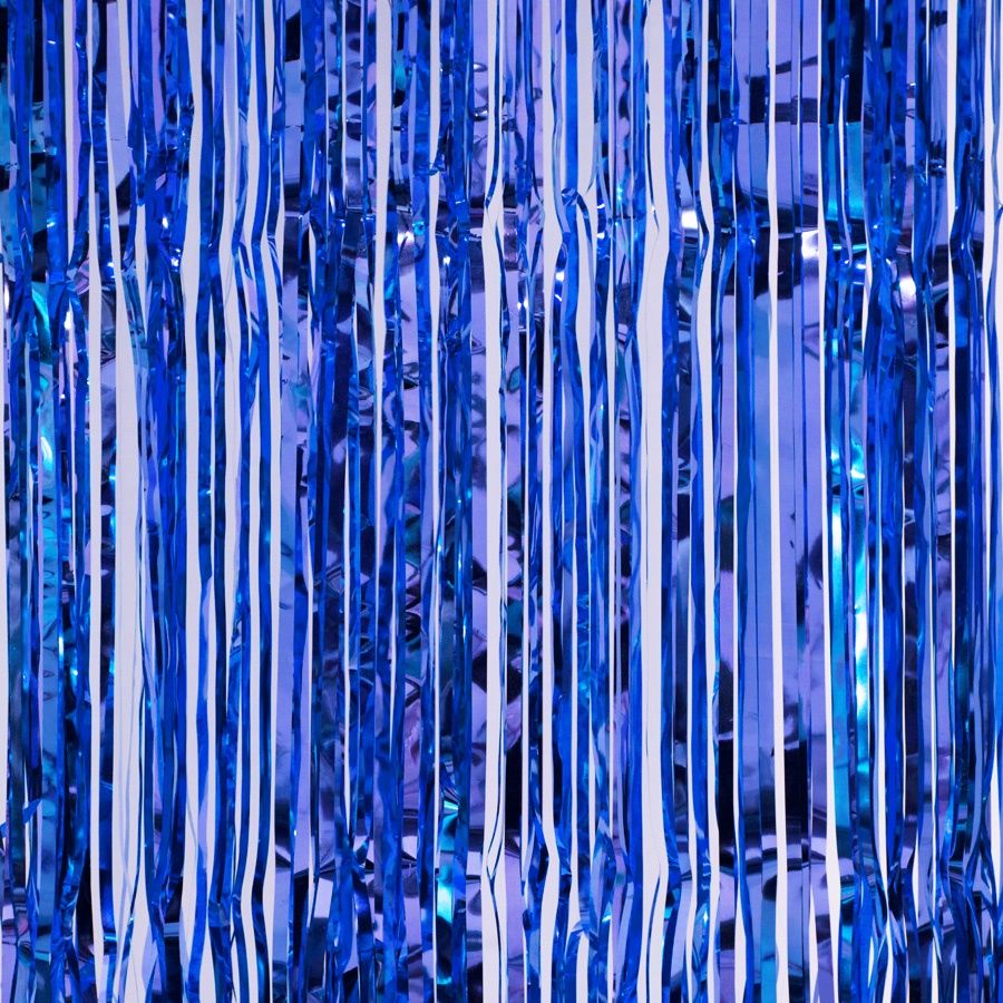 36X96&quot; Foil Fringe Curtain (Blue)