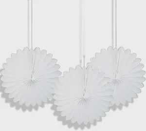 6&quot; 3pcs White Mini Decorative Fans Hanging Decorations