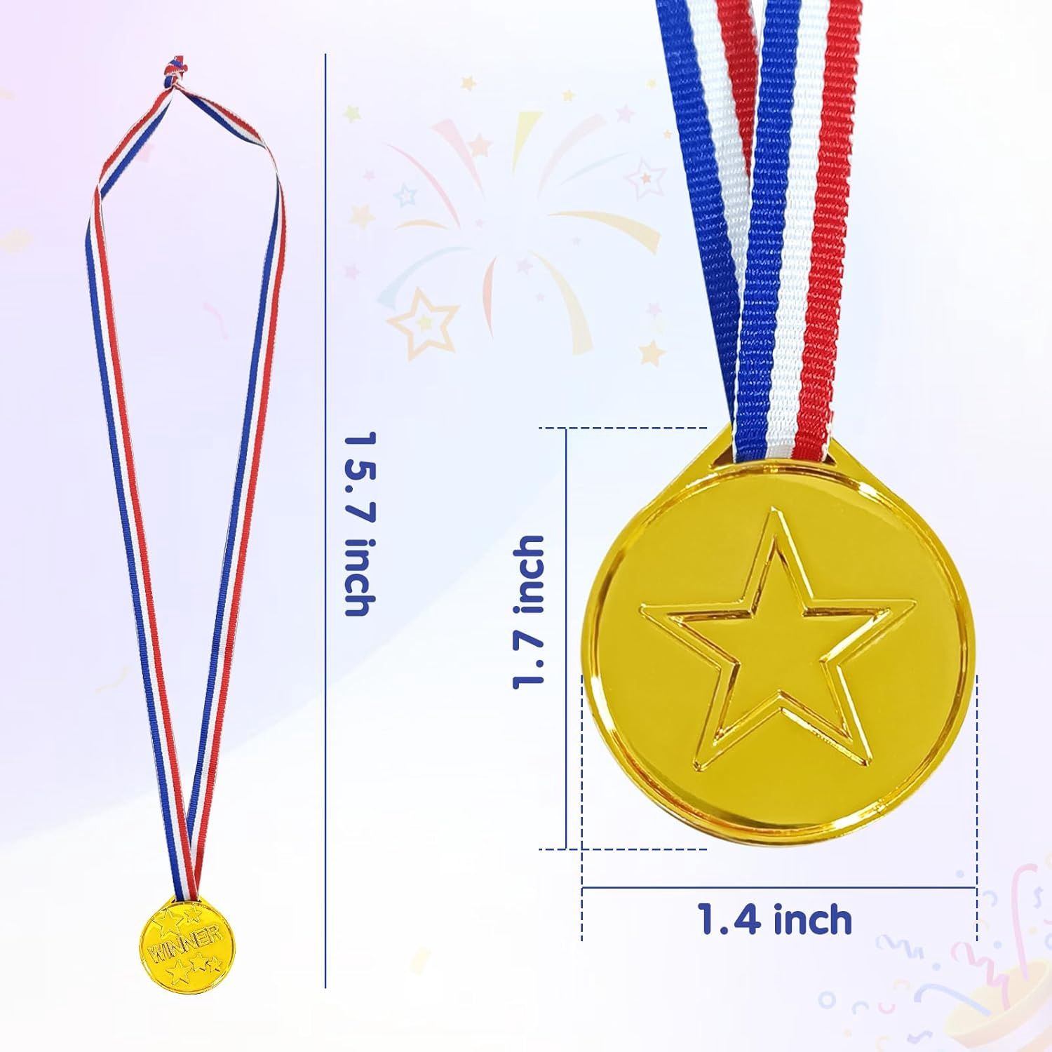 12pcs Gold Medals (1.4&quot;x1.7&quot;)