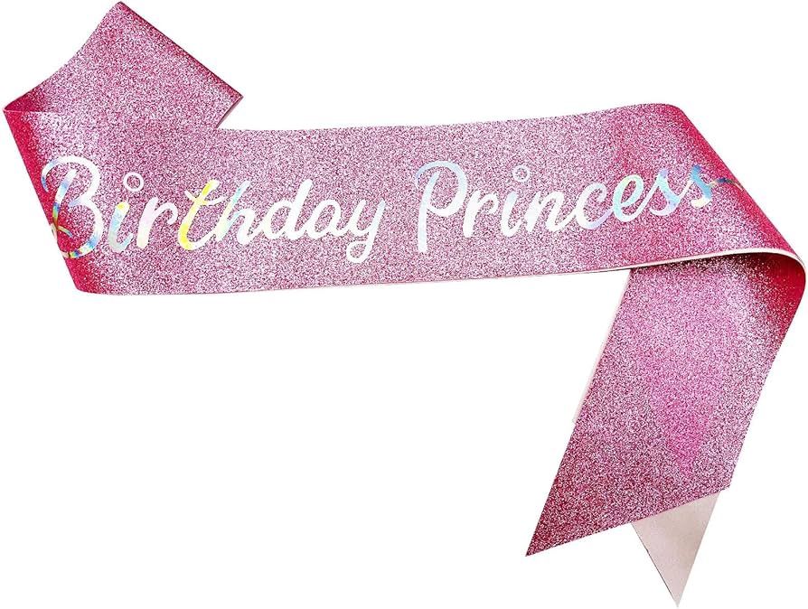 Birthday Princess Pink Glittered Sash