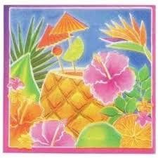 16pcs Tropical Luau Beverage Napkins