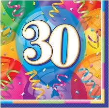 16pcs Brilliant Balloons &quot;30th&quot; Luncheon Napkins