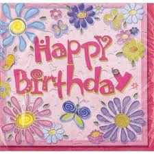 16pcs Birthday Flowers Luncheon Napkins