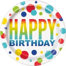 8 Rainbow Spot Birthday  7&quot; Plates
