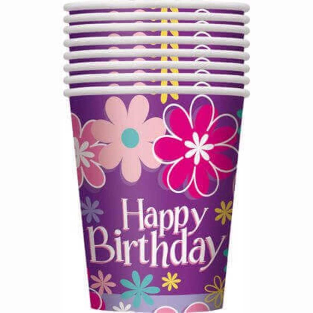 8pcs Birthday Blossom 9oz Cups