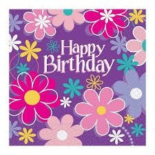 16 Birthday Blossom Luncheon Napkins