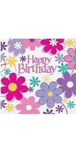 16 Birthday Blossom Beverage Napkins
