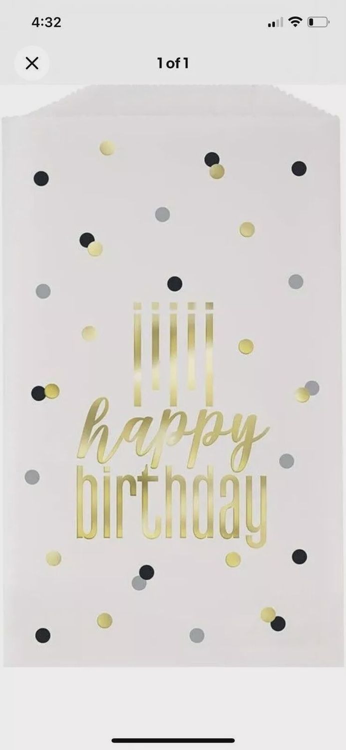 8 metallic gold dots happy birthday glassine bags