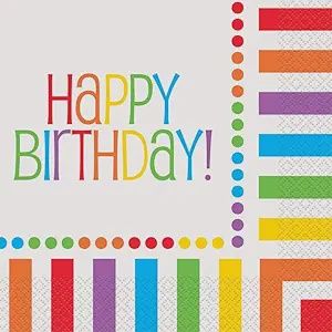 16 Rainbow Birthday Luncheon Napkins
