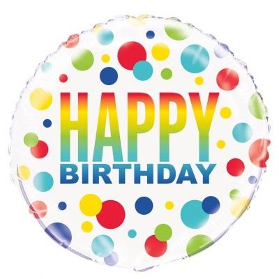 18&quot; Rainbow Spots Birthday Foil Balloon
