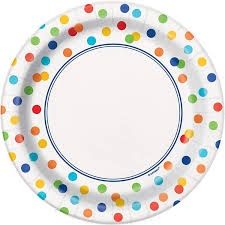 8 Rainbow Polka Dot 7&quot; Plates