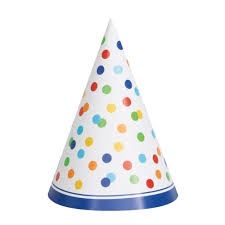 8 Rainbow Polka Dots Birthday Party Hats
