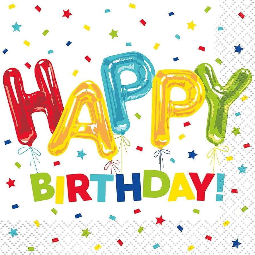8 Happy Balloon Birthday Beverage Napkins