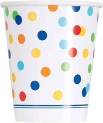 8 Rainbow Polka Dot 9 oz. Cups