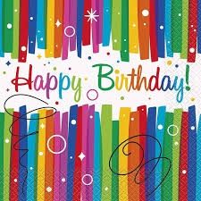16 Rainbow Ribbons Birthday Beverage Napkins