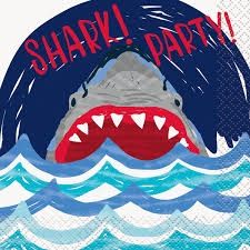 16 Shark Party Beverage Napkins CLOSEOUT