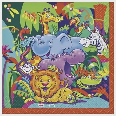 16 SMILING SAFARI LUNCHEON NAPKINS CLOSEOUT