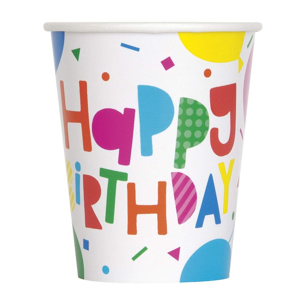 8  Colorful Balloons 9 oz. Cups