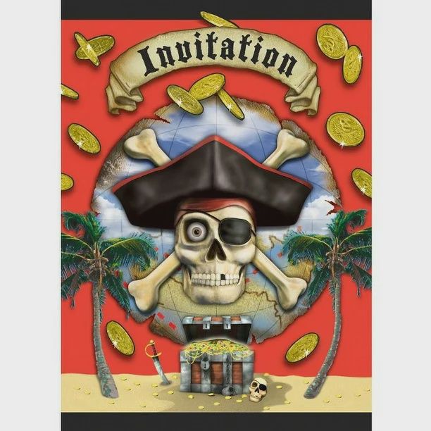 8pcs Pirate Bounty Invitations