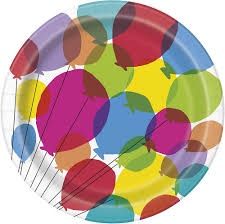 8 Balloons &amp; Rainbow 9&quot; Plates CLOSEOUT