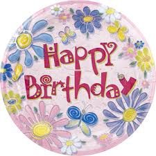 8pcs Birthday Flowers 9&quot; Plates CLOSEOUT