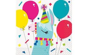 16 Llama Birthday Beverage Napkins CLOSEOUT