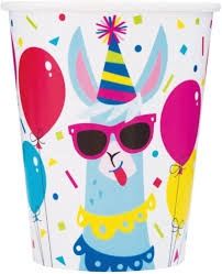 8 Llama Birthday 9 oz. Cups CLOSEOUT