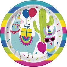 8 Llama Birthday 9&quot; Plates CLOSEOUT