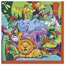 16 SMILING SAFARI BEVERAGE NAPKINS CLOSEOUT