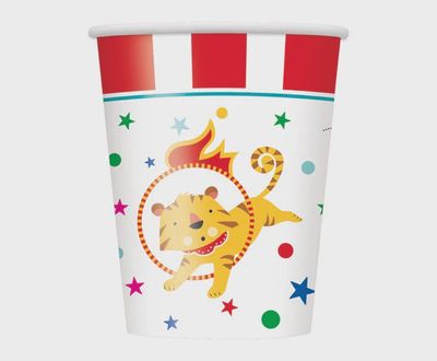 8 CIRCUS CARNIVAL 9OZ CUPS CLOSEOUT