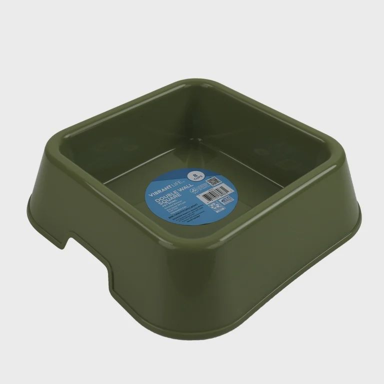 Square Dog Bowl, Color: Green
