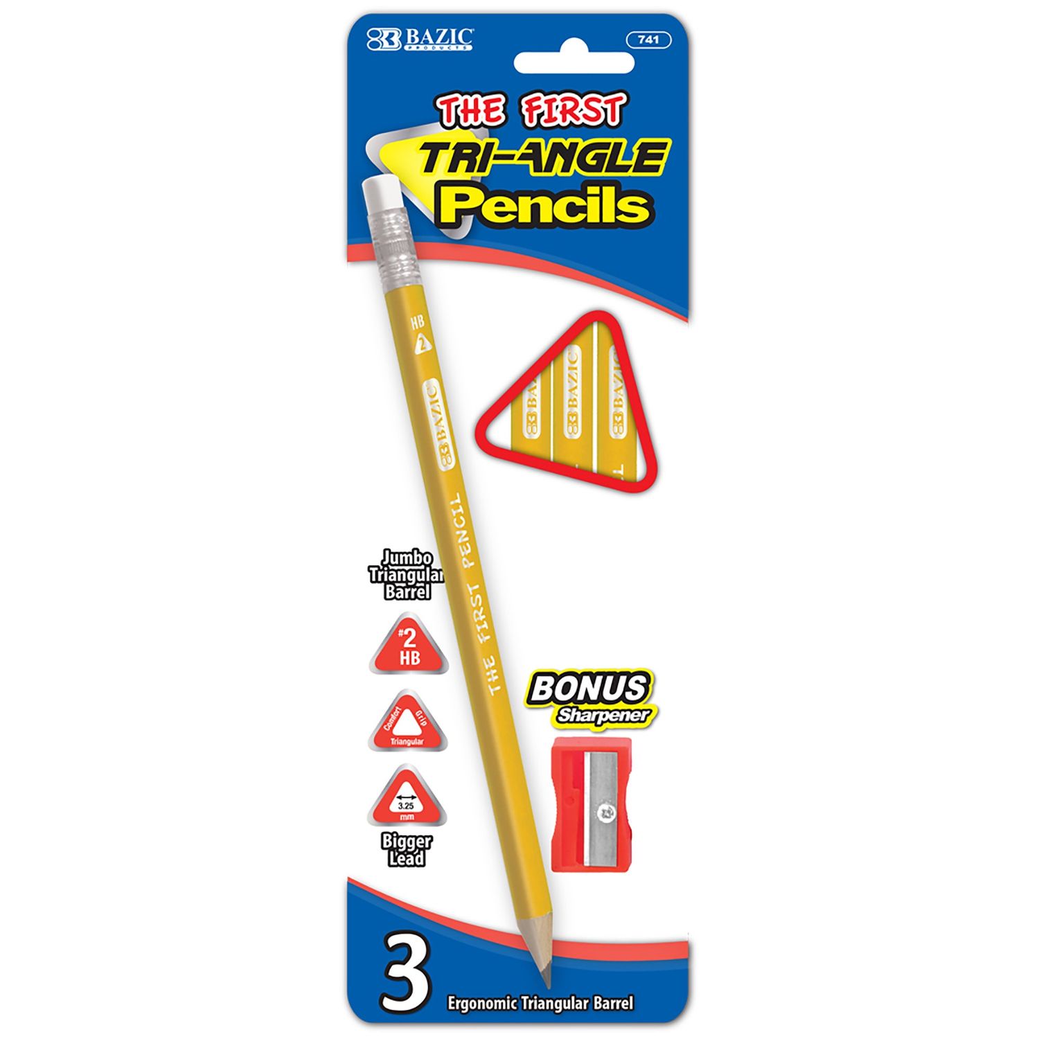 3pcs Jumbo Pencil with Sharpener (Pencil Stationery)